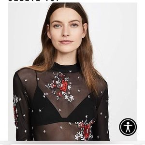 Mink Pink Embroidered Mesh Long Sleeve Top. Size XXS. NWT